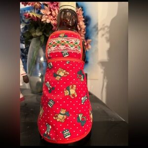 Mrs Butterworths Syrupt Festive Red Teddy Bear Bottle Cover